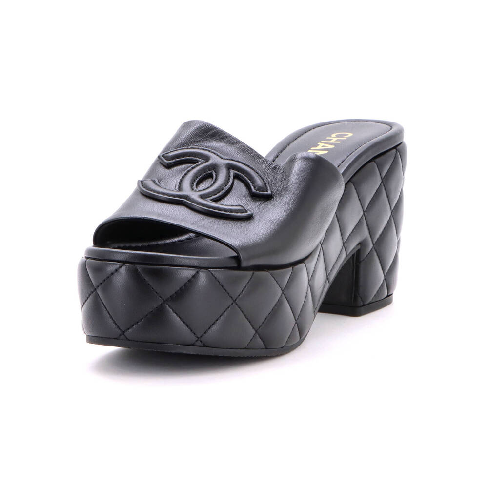 Chanel Women's CC Wedge Mules